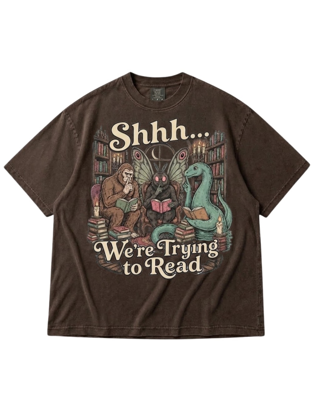Comfort Colors Espresso 'Shhh... We're Trying to Read' Graphic Tee